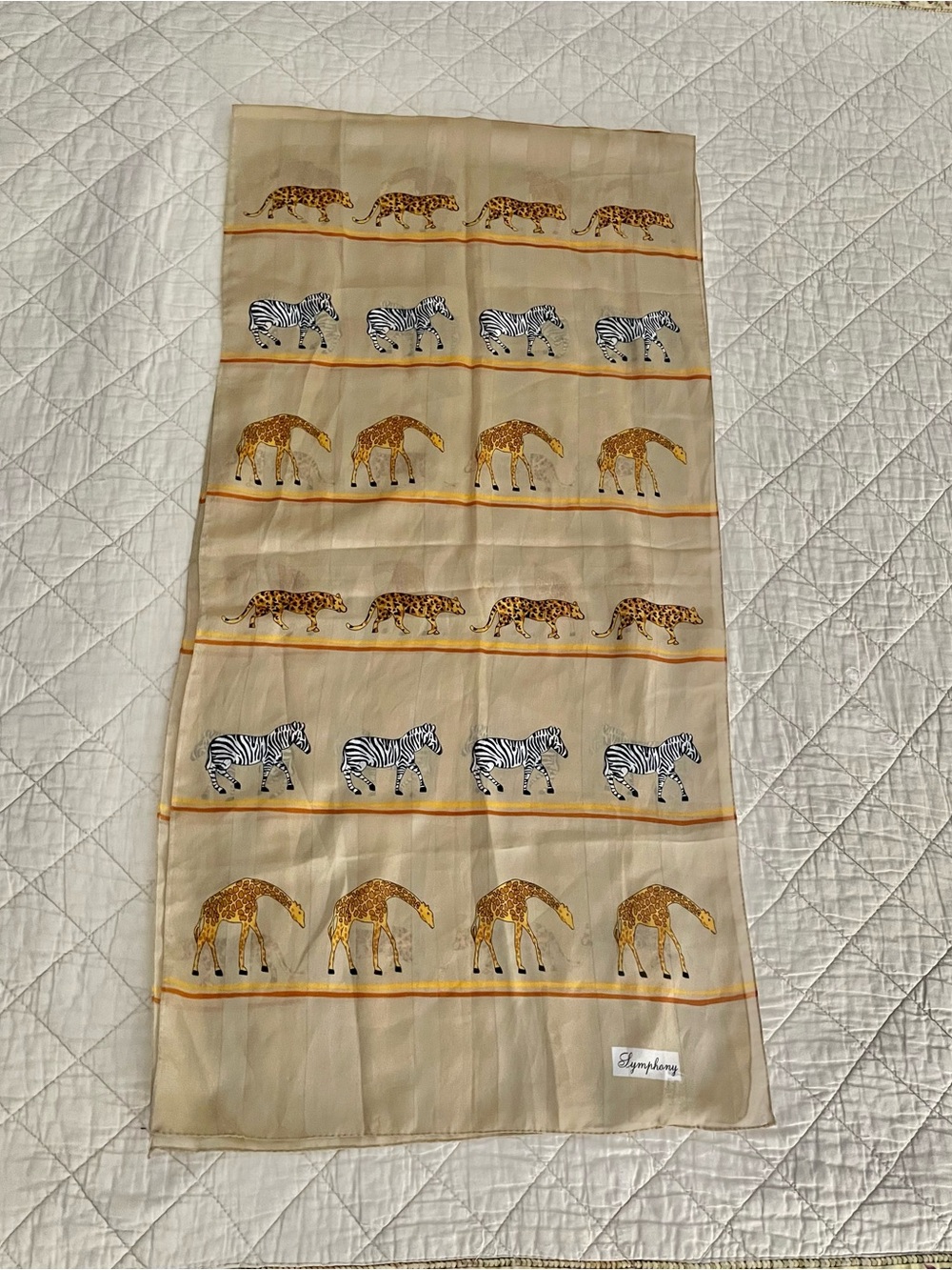 Symphony Vintage Italian Safari Scarf Animal Print Leopard Cheetah Zebra Giraffe